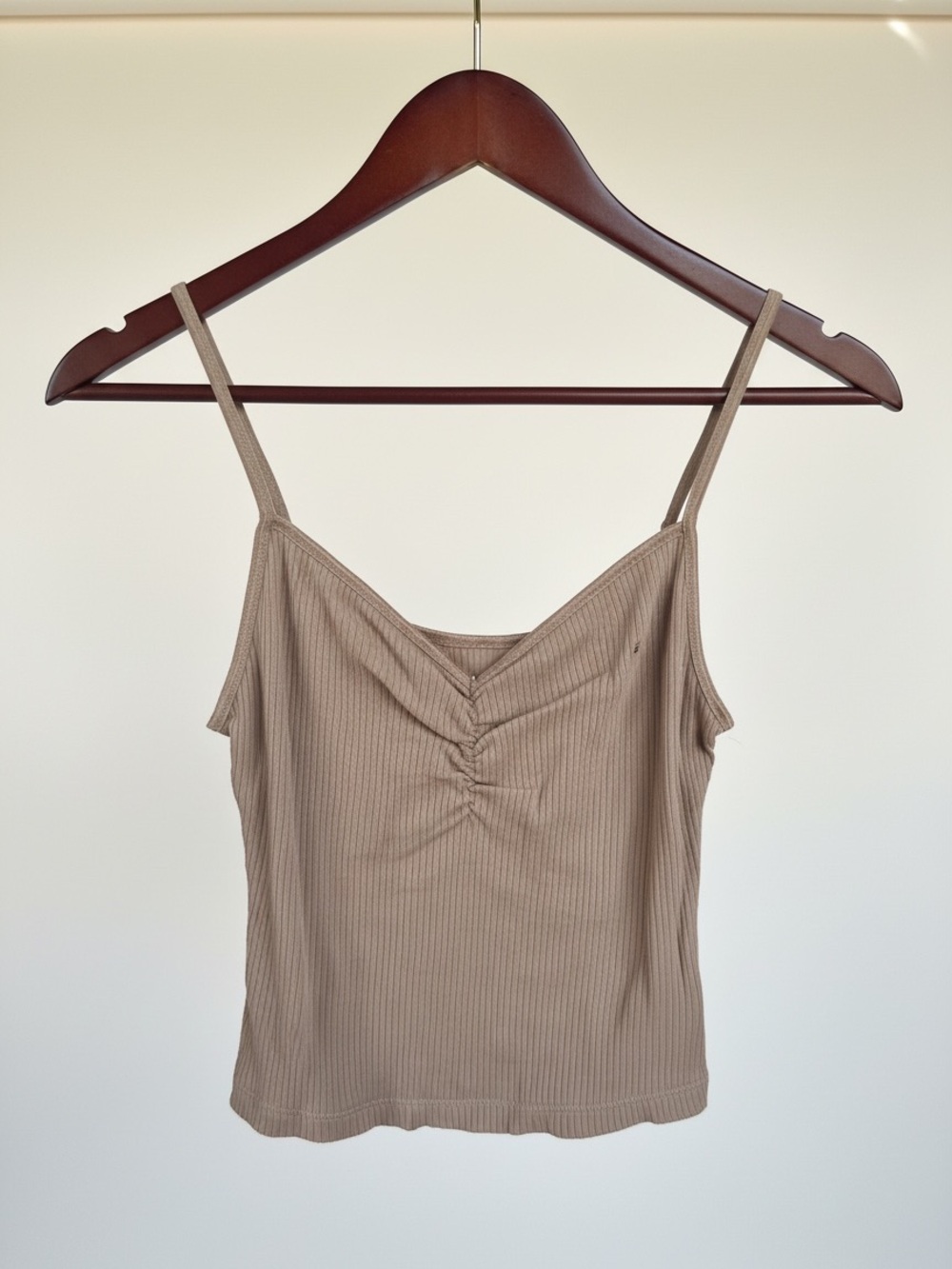 American Eagle Outfitters Taupe Ribbed Spaghetti Strap Camisole